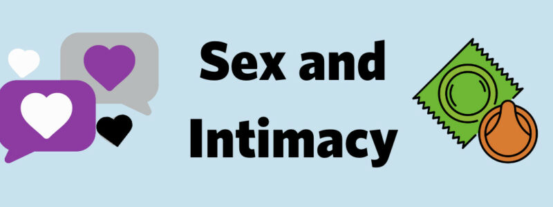 harm reduction sexual health image, and ace coded speech bubbles.