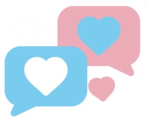 Speech bubbles of open communication regarding consent.